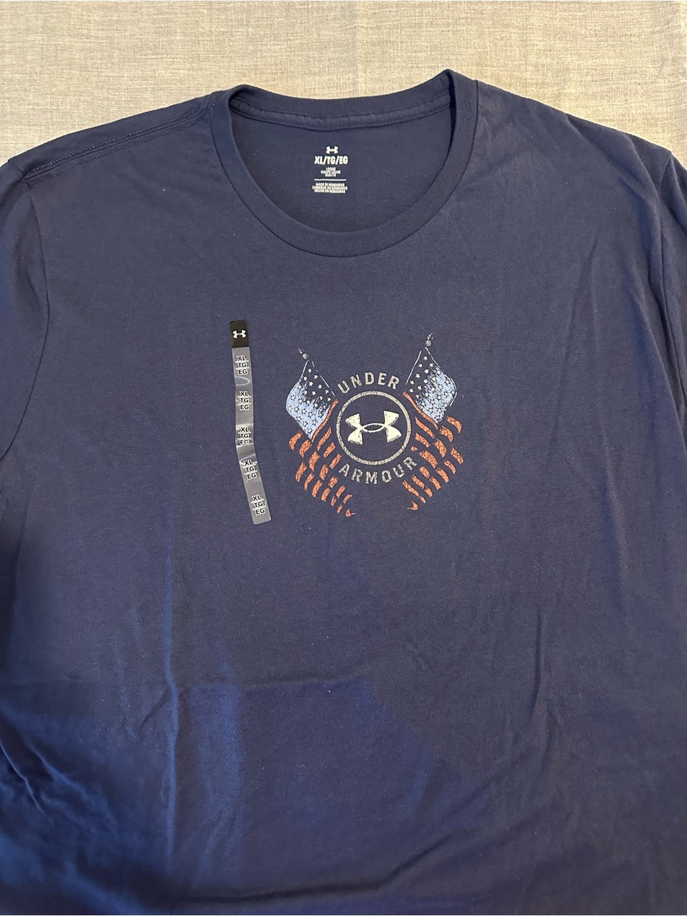 Under Armour Navy Short-Sleeve Logo Graphic Tee with Flag Motif